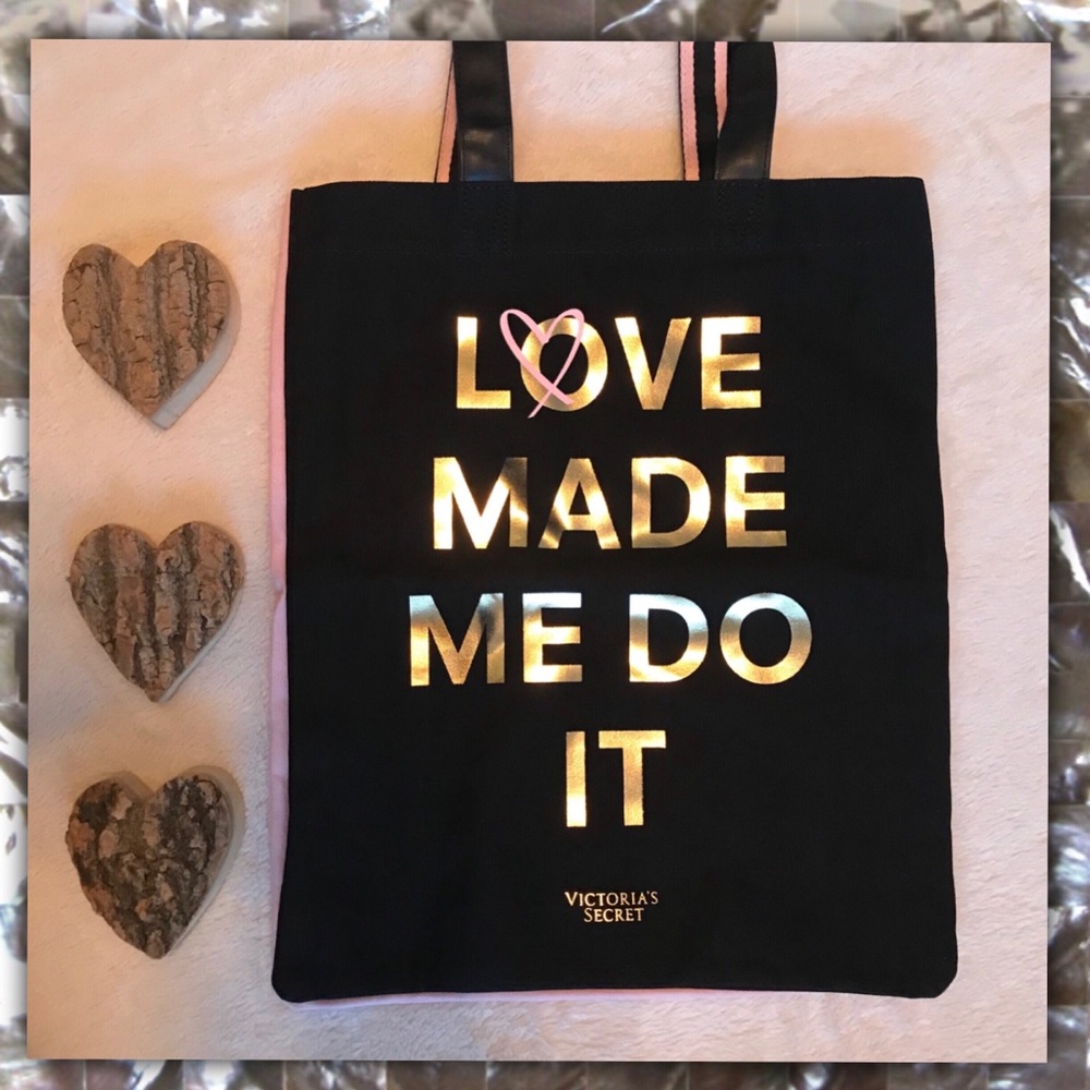 VICTORIAS SECRET Love Made Me Do It Tote Pink Blac